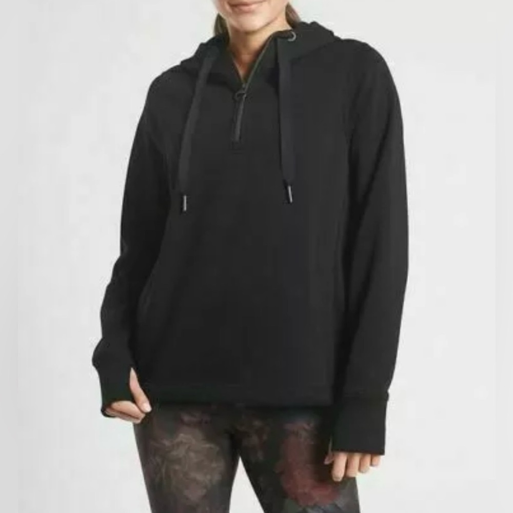 Athleta Cozy Karma Women’s Size M Black 1/4 Zip Pullover Sweater Hoodie